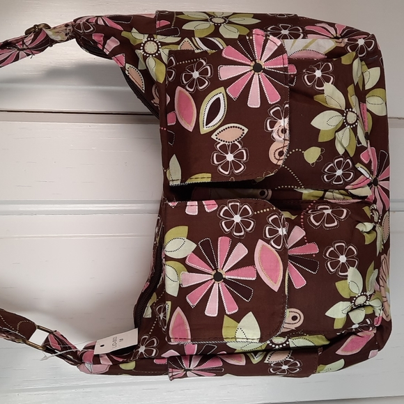 Purse Shoulder Messenger Crossbody Diaper Pockets Lightweight Cotton Floral - Picture 1 of 15